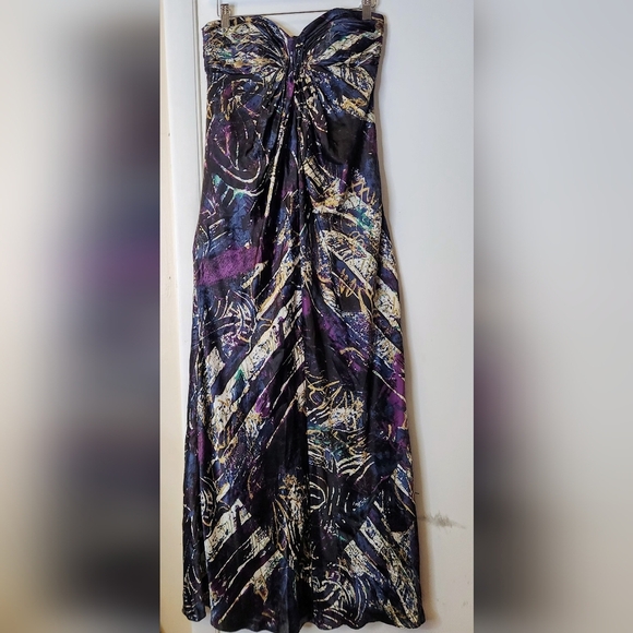 Laundry By Shelli Segal Silk Ruched Strapless Floral Mermaid Maxi Dress Size 0 - Picture 5 of 17